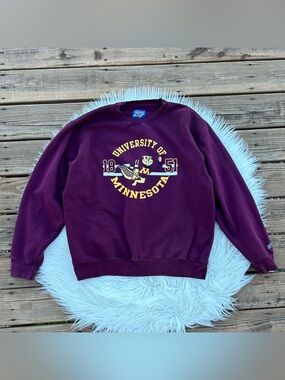 Blue 84  University of Minnesota Crewneck(Unisex)Sweatshirt w/ Yellow Graphic